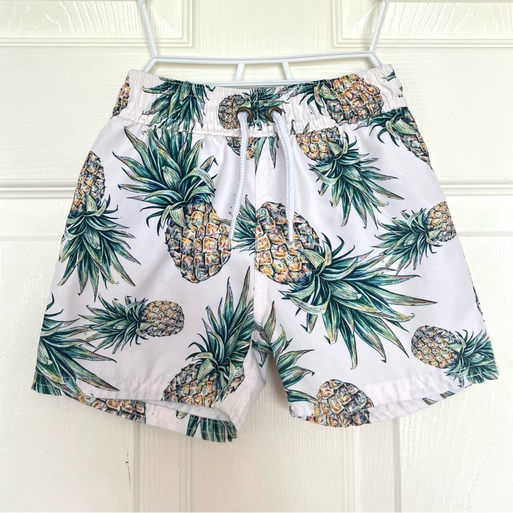 Starting Out Pineapples Ivory 12/18M Toddler Boy Swim Trunks